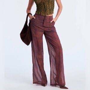 NWT Sheer Wide Leg Pants Size Large